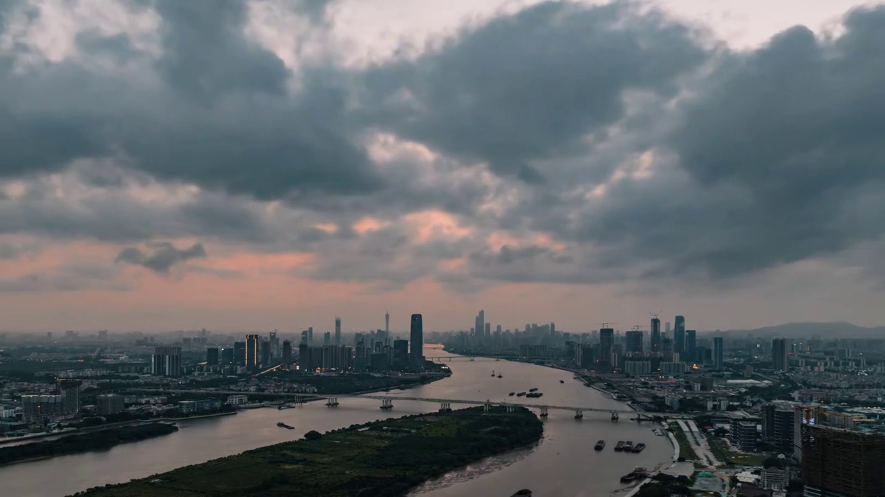 广州一江两岸日落夜景视频素材