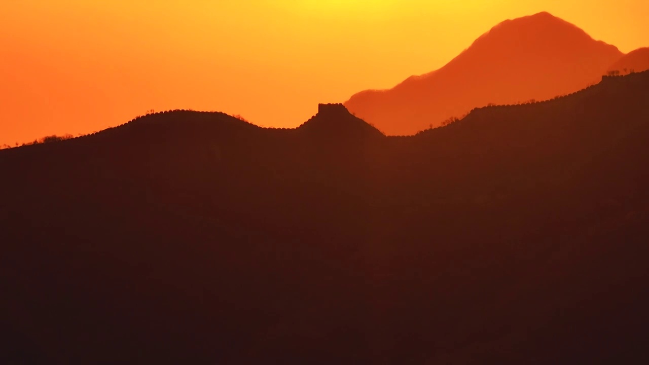 航拍北京怀柔箭扣长城夕阳视频素材