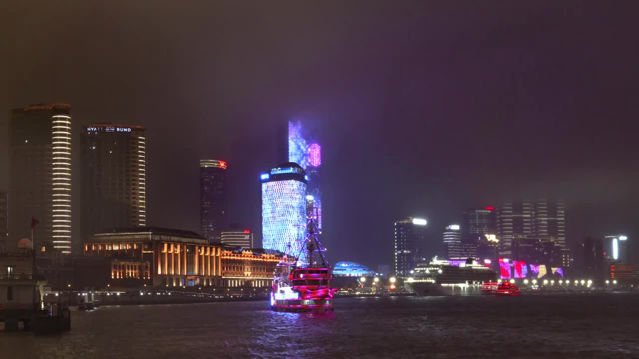 上海外滩陆家嘴夜景视频素材