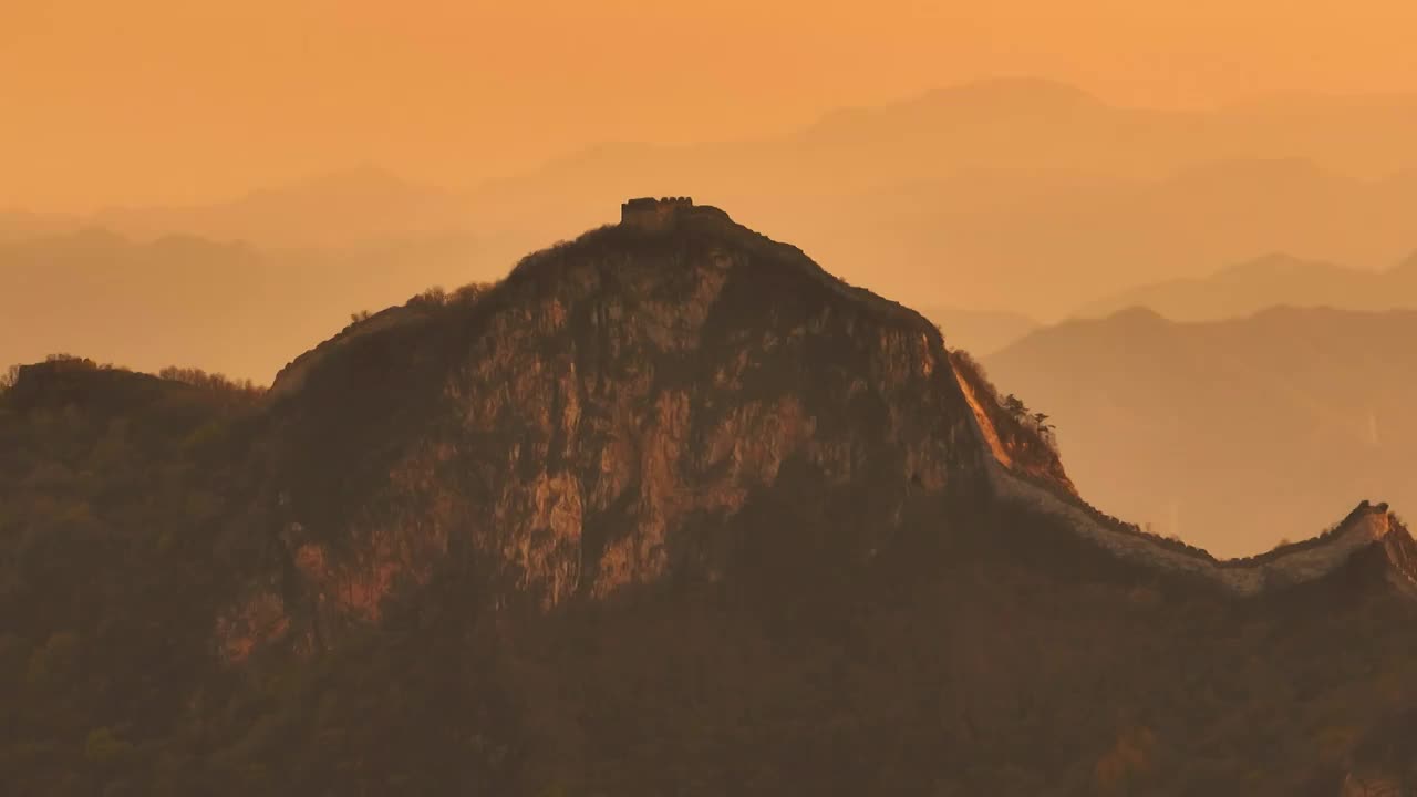 航拍北京怀柔箭扣长城夕阳视频素材