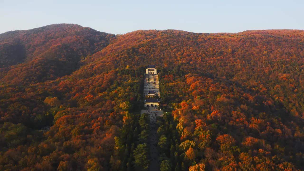 航拍南京紫金山秋天中山陵视频素材