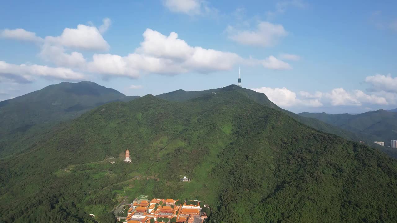 深圳仙湖植物园弘法寺航拍视频素材