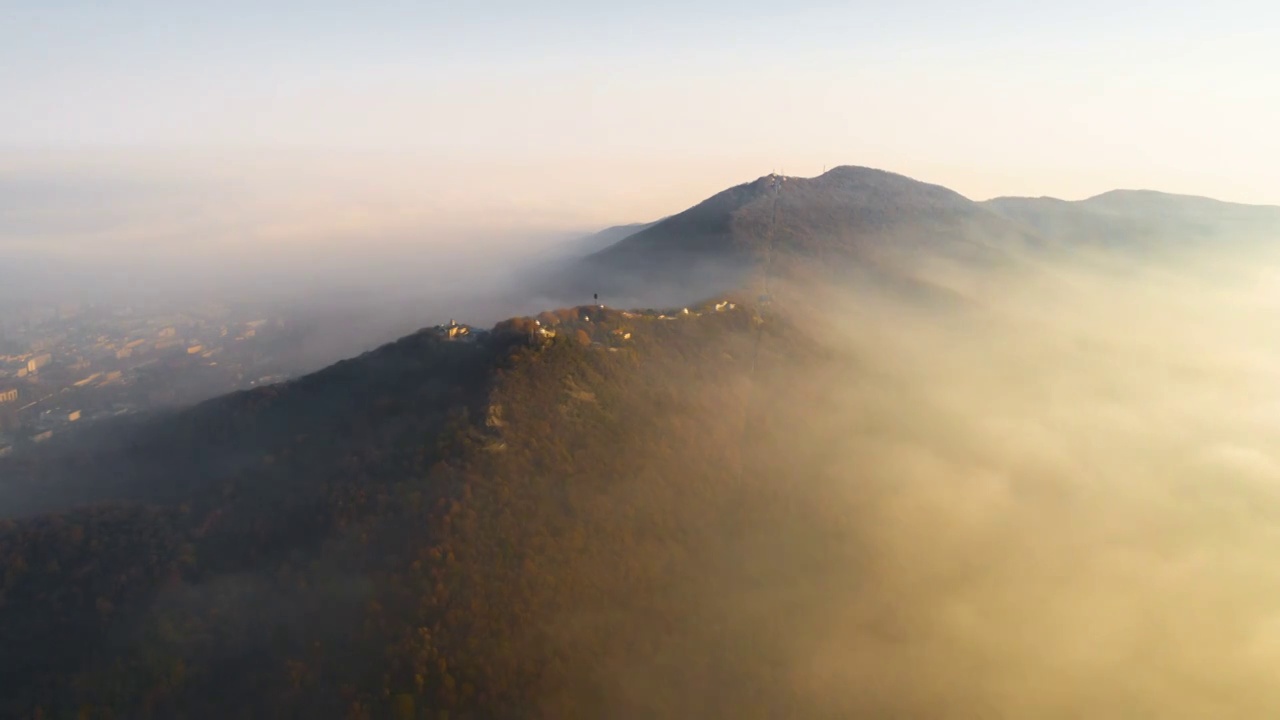 南京紫金山冬日平流雾视频素材