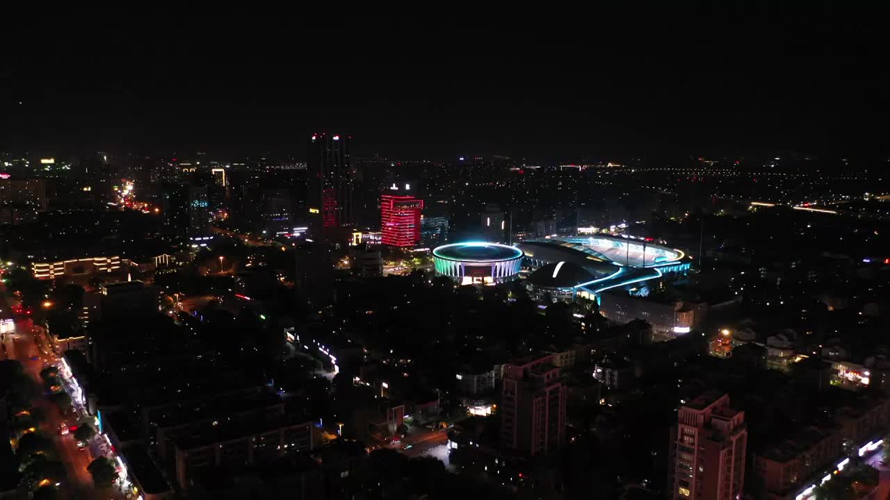 杭州临平灯光秀夜景视频素材