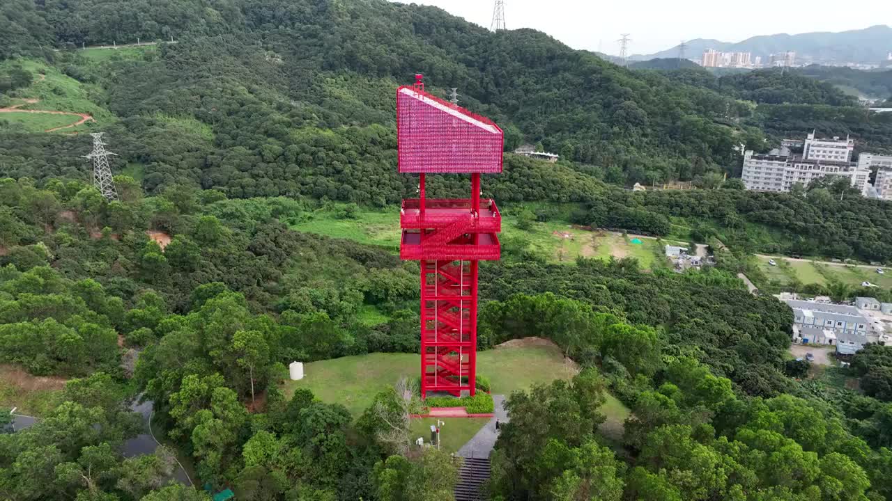 广东省深圳市光明区大顶岭虹桥公园航拍视频素材