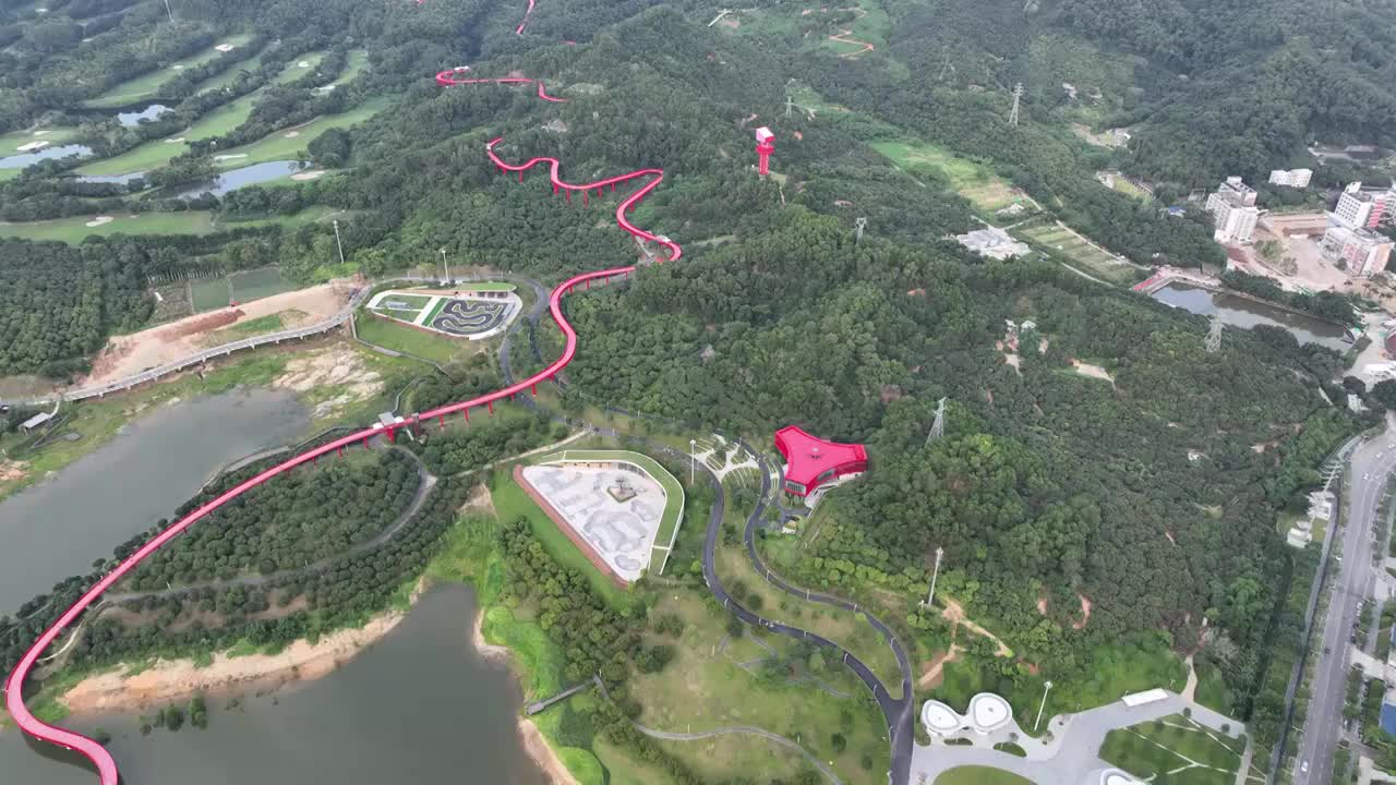 广东省深圳市光明区大顶岭虹桥公园航拍视频素材