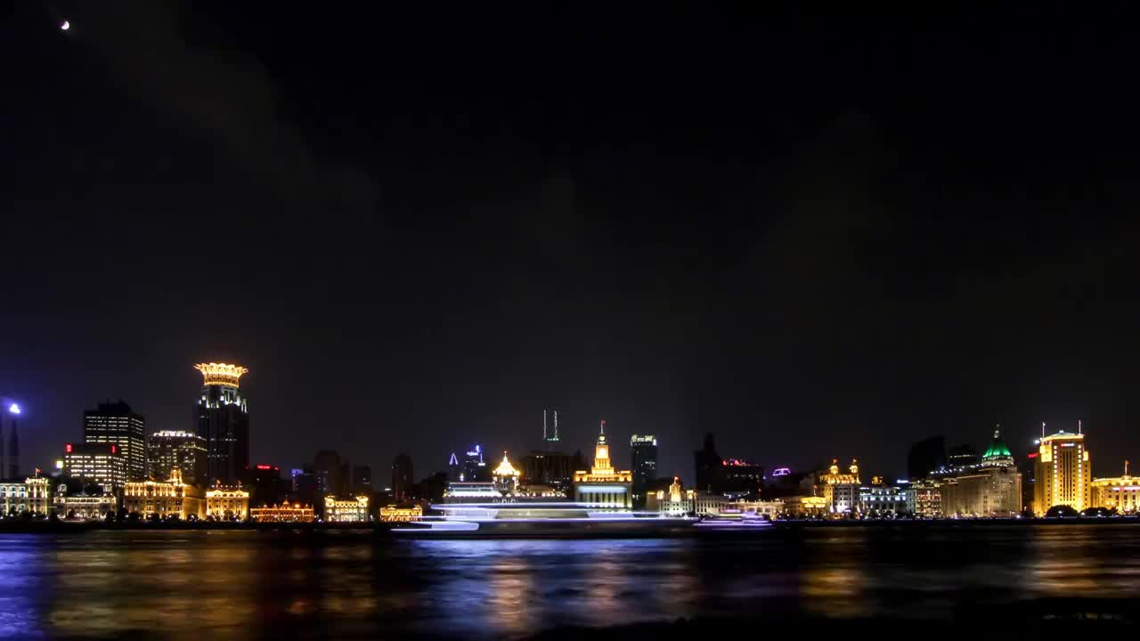 上海外滩夜景4k延时视频素材