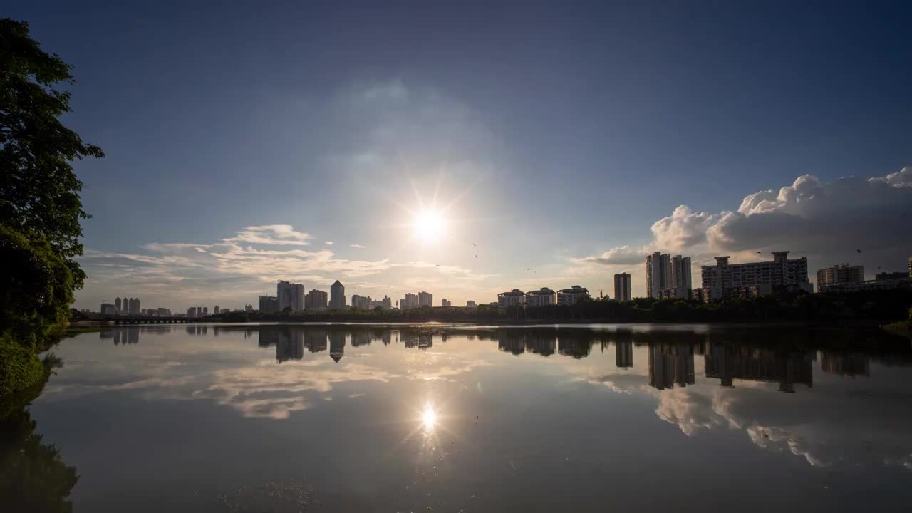 南湖日落视频素材