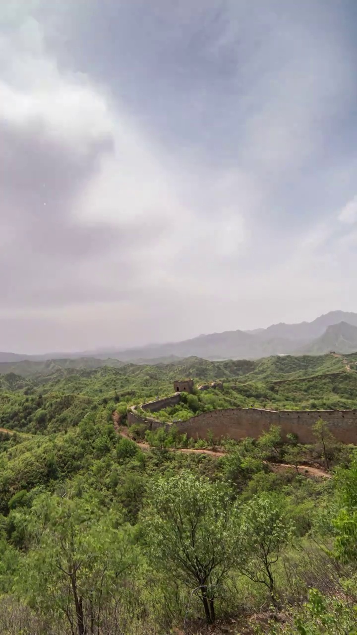 北京蟠龙山长城延时风景视频素材