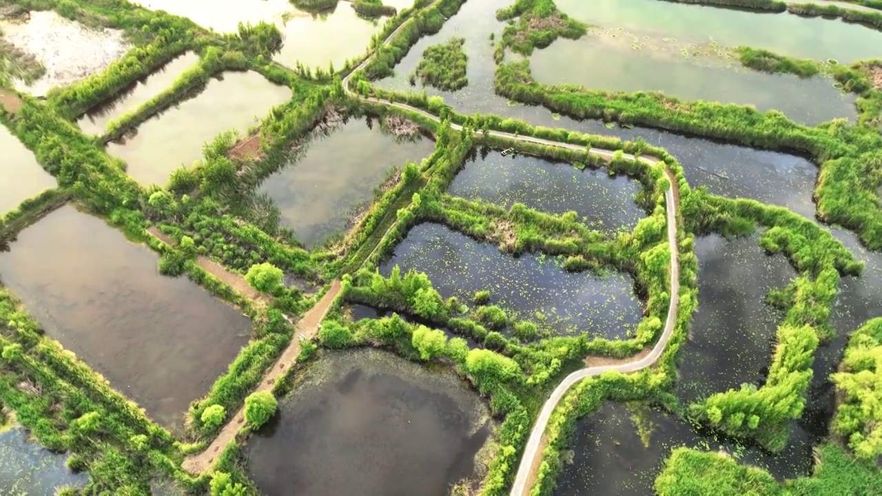 航拍山东济宁旅游5A级微山湖景区湖景风光视频素材