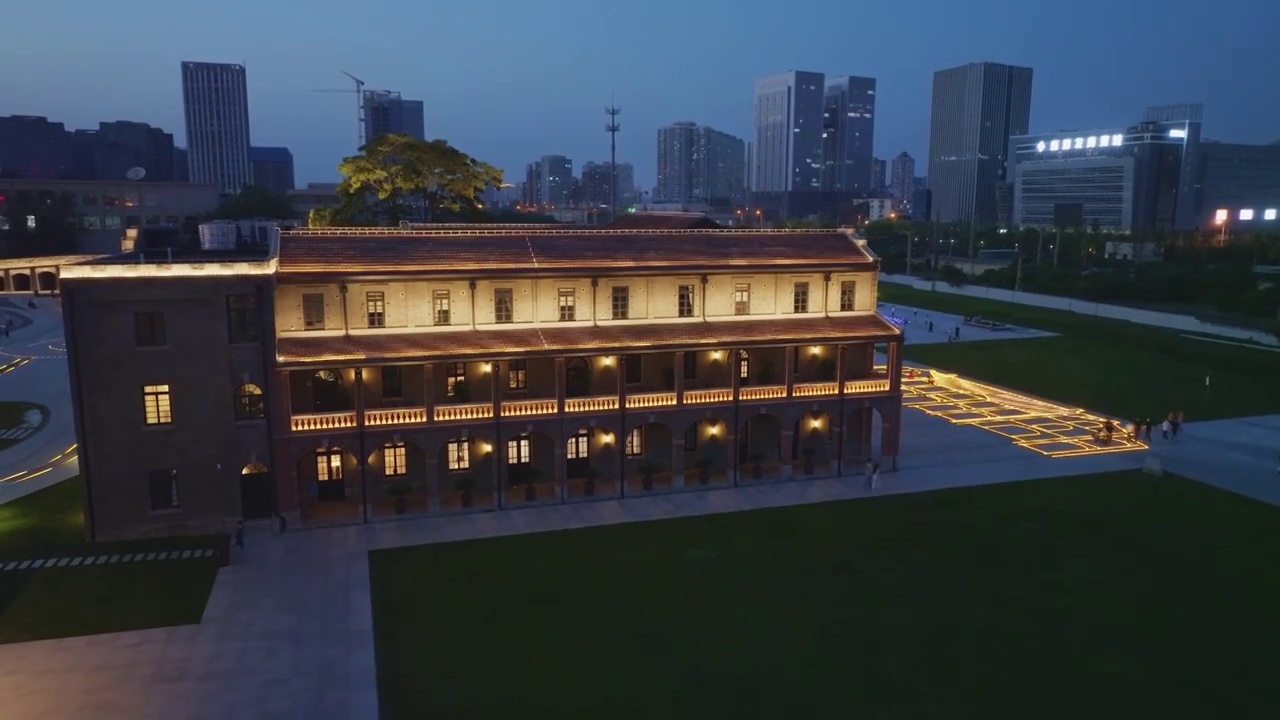 航拍石家庄正太饭店夜景视频素材