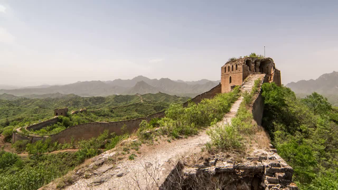 北京蟠龙山长城延时风景视频素材