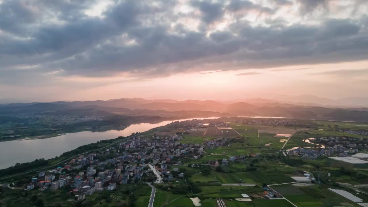 中国广东惠州墨园村乡村振兴建设自然生态风光延时摄影视频素材