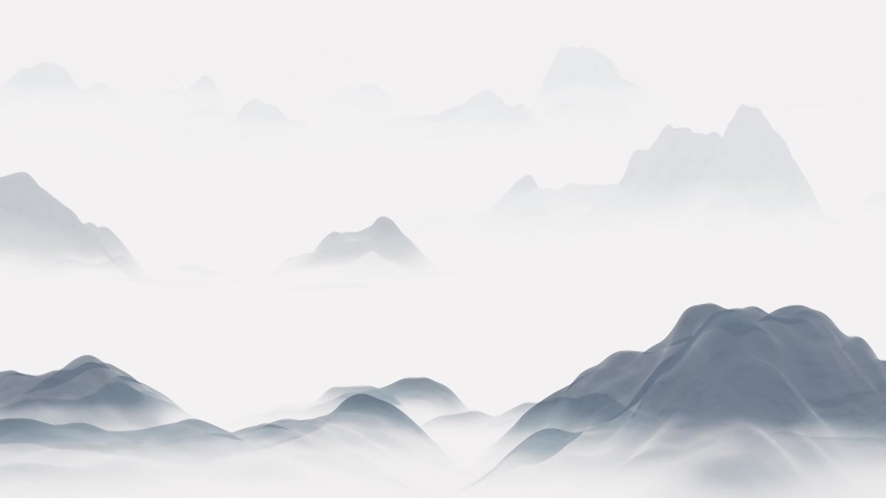 中国风水墨风格山水画视频素材画面2