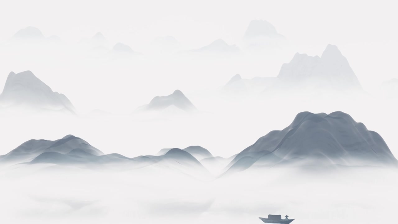 中国风水墨风格山水画视频素材画面3