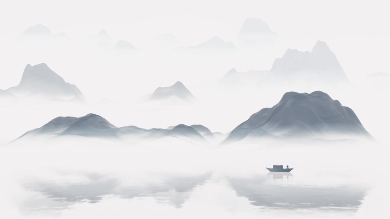 中国风水墨风格山水画视频素材画面4
