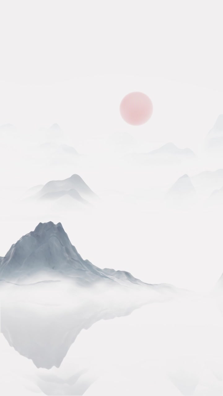 中国风水墨风格山水画视频素材画面1