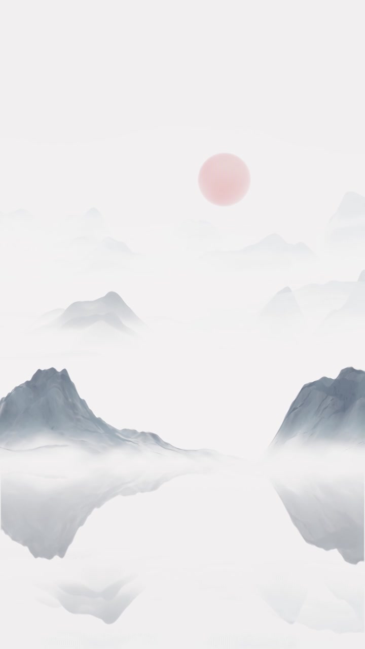 中国风水墨风格山水画视频素材画面2