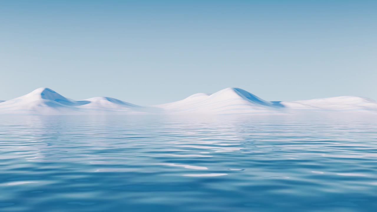 户外流动的水面与地形3D渲染视频素材画面1