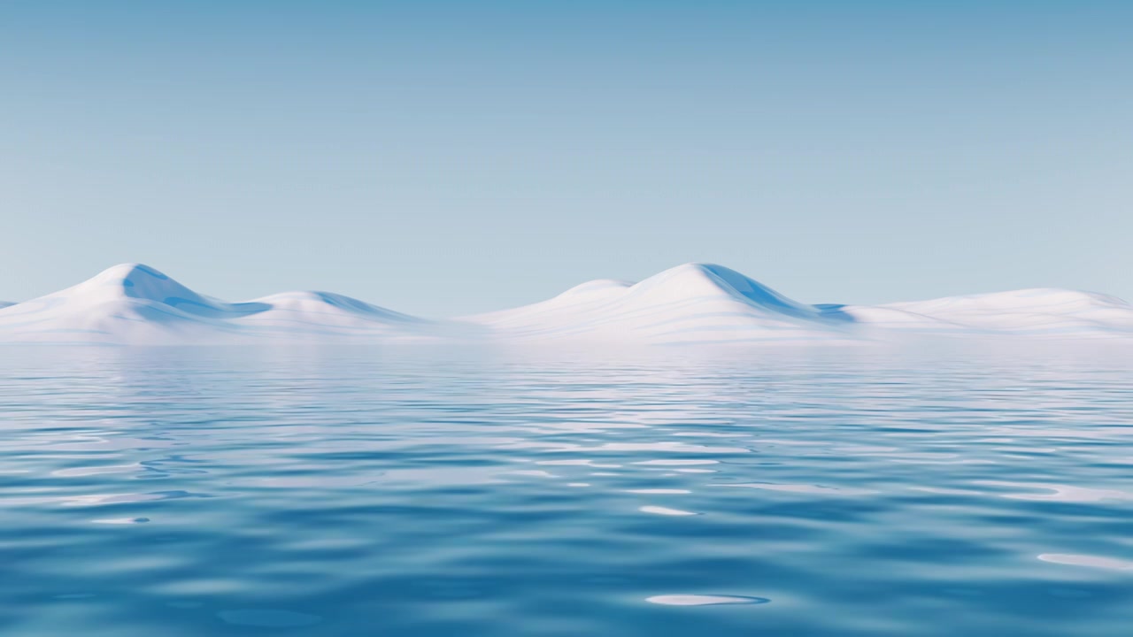 户外流动的水面与地形3D渲染视频素材画面2
