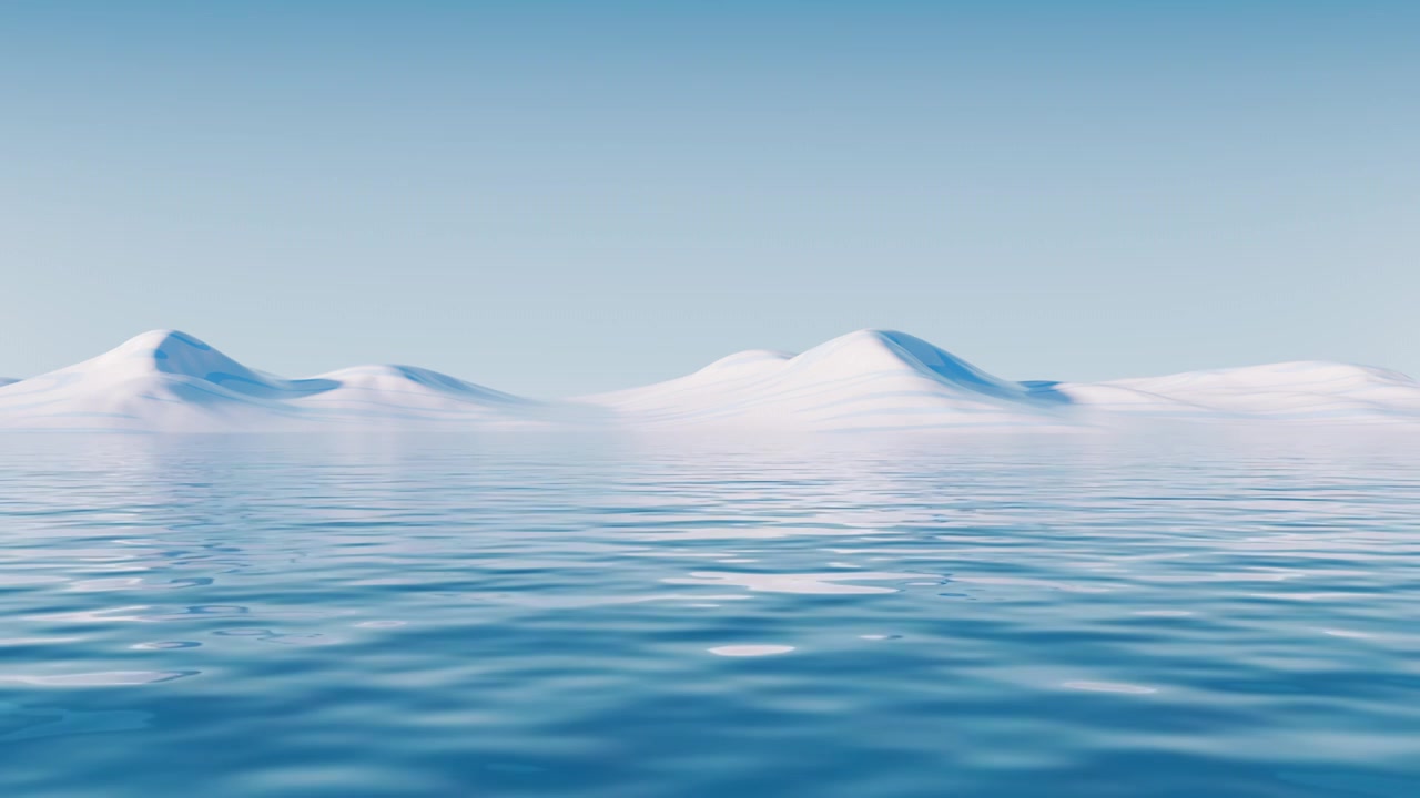 户外流动的水面与地形3D渲染视频素材画面3