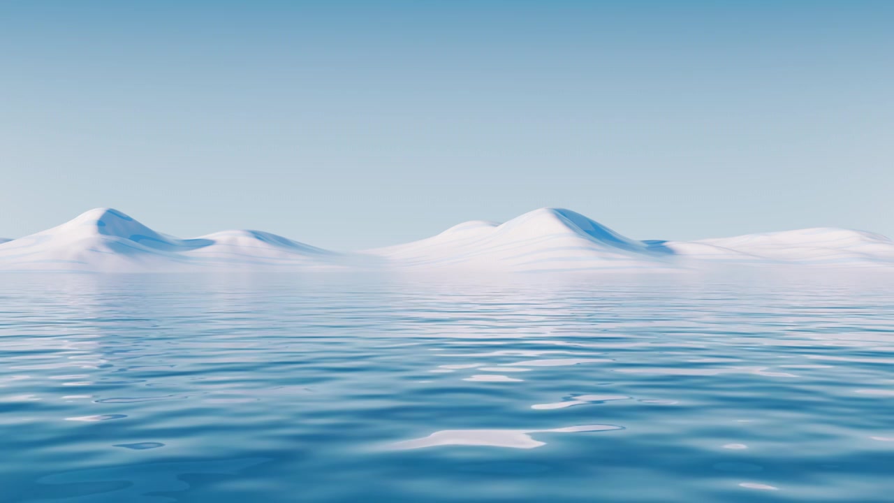 户外流动的水面与地形3D渲染视频素材画面4