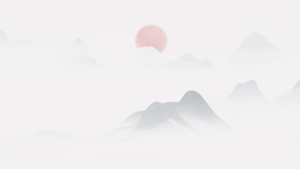 中国风水墨风格山水画视频素材画面1