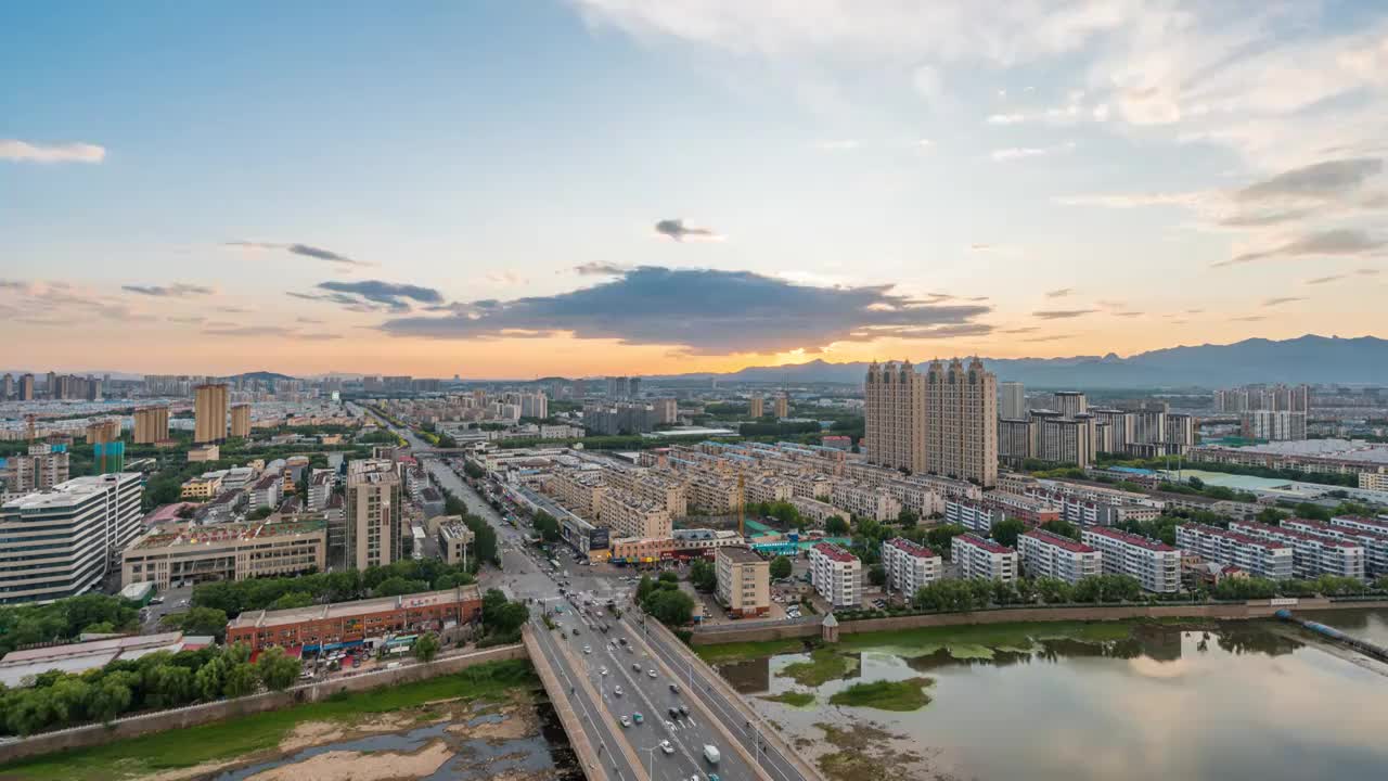 城市日落晚霞延时摄影视频素材