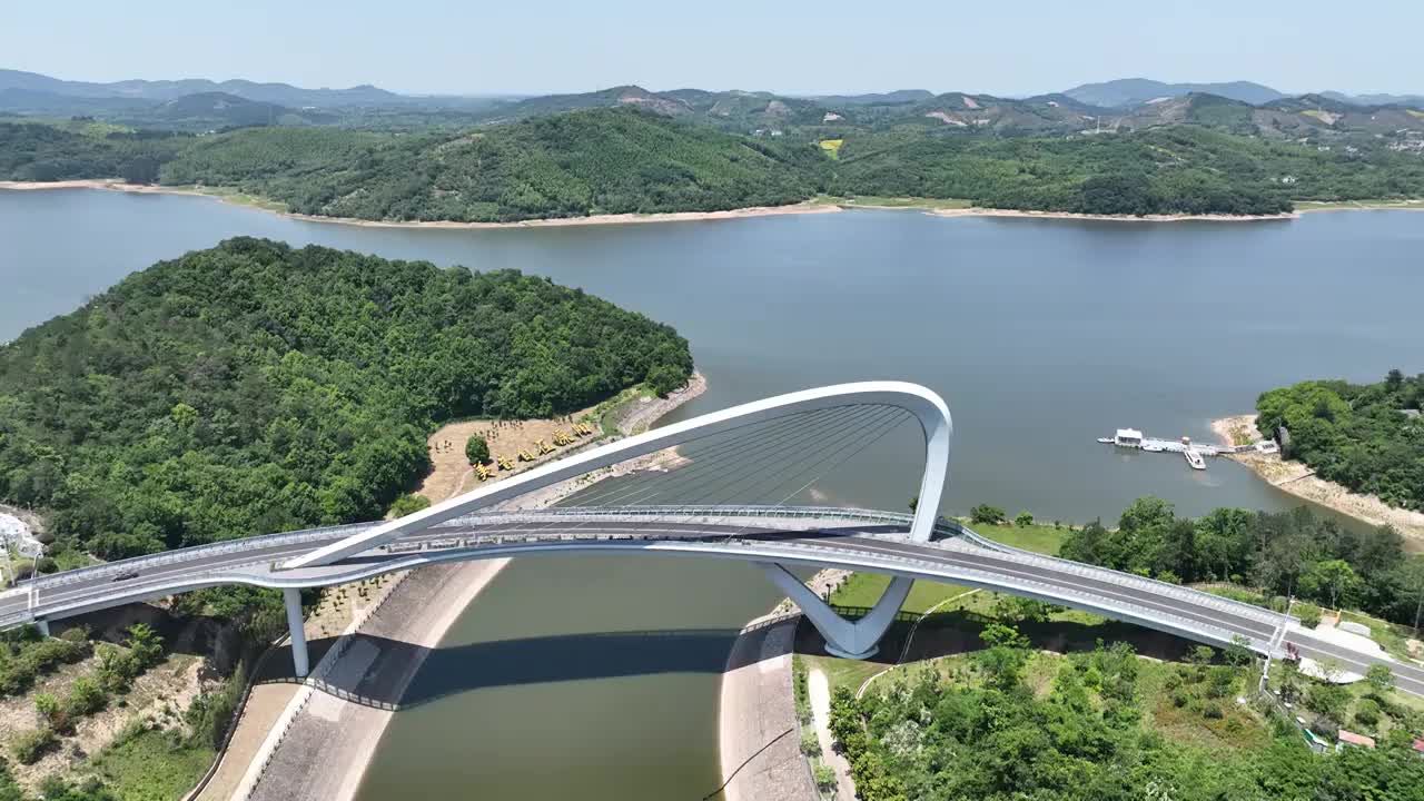 江苏常州溧阳天目湖风光航拍视频素材