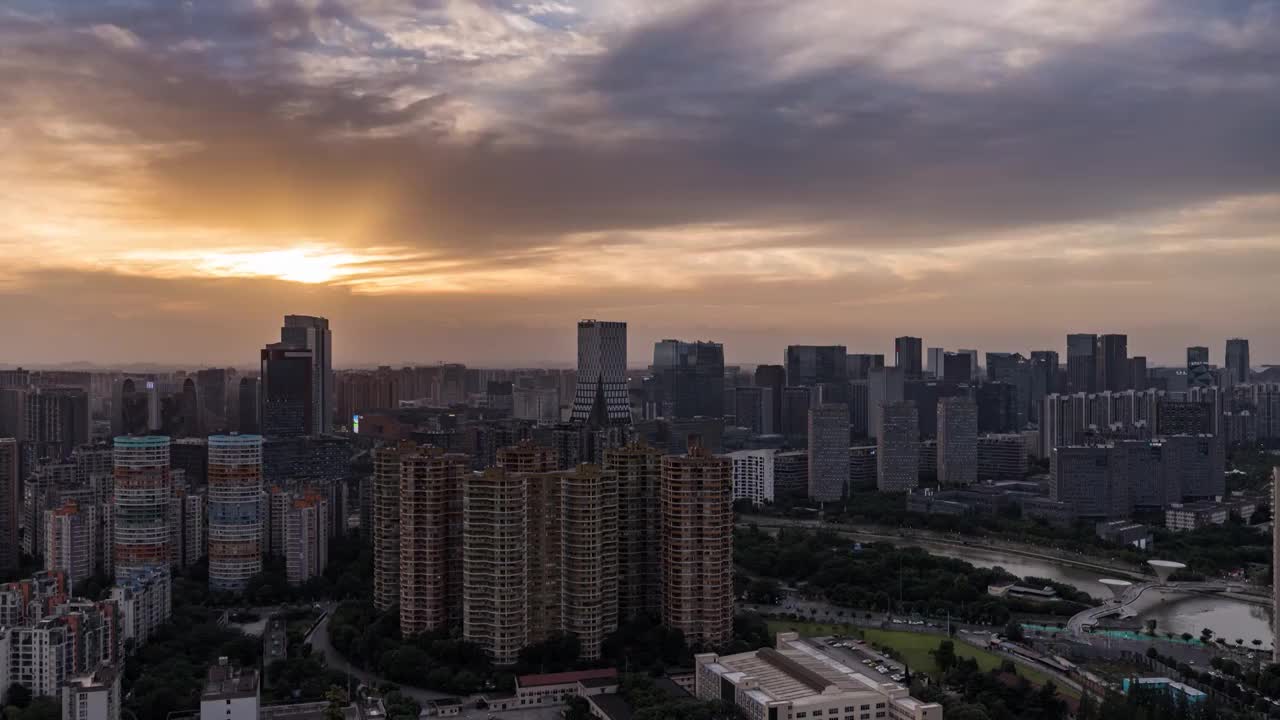 天府五街夕阳晚霞视频素材