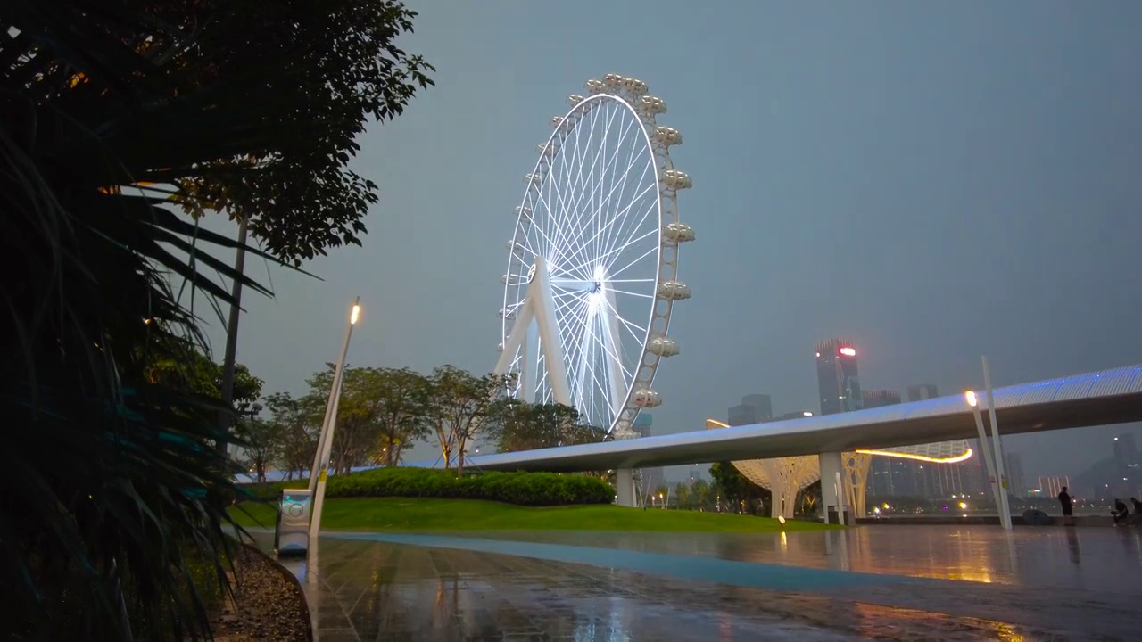 广东省深圳市宝安区欢乐港湾湾区之光摩天轮延时摄影视频素材