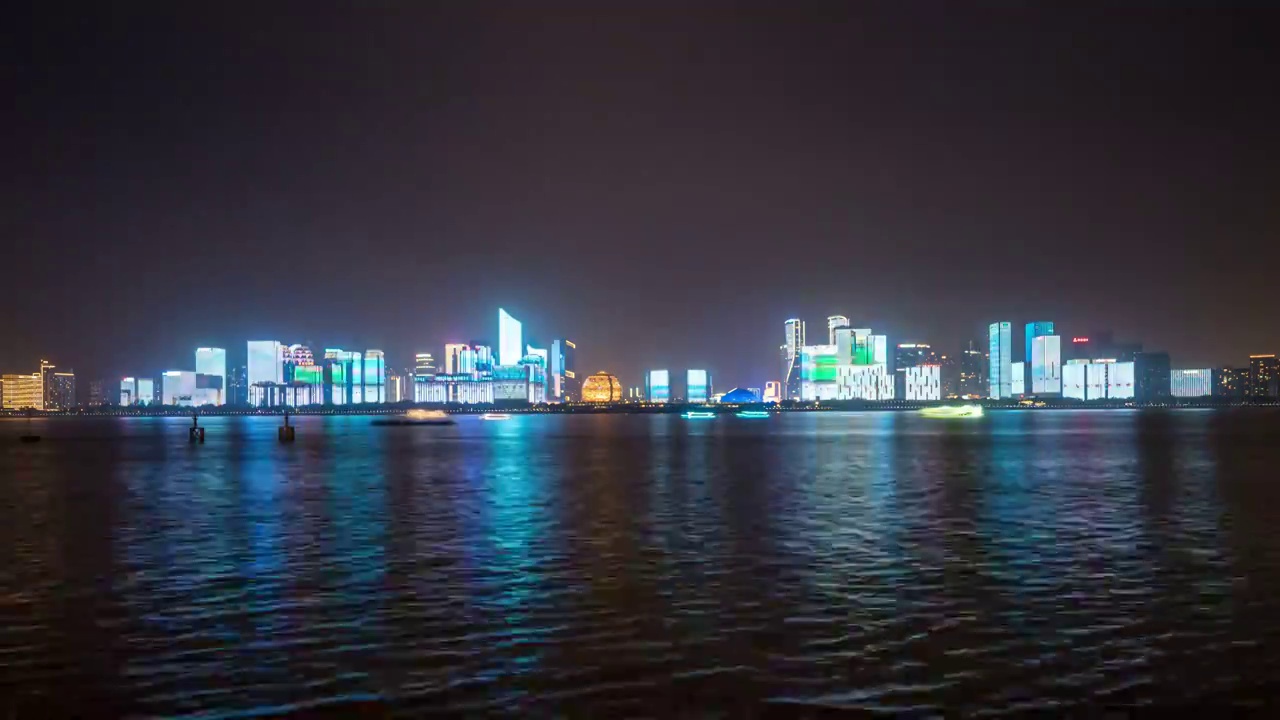 杭州钱江新城夜景延时摄影视频素材