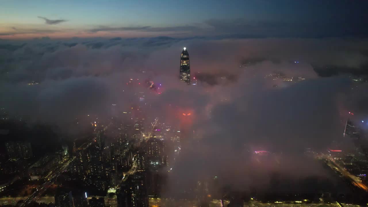 平安夜景云海航拍视频素材