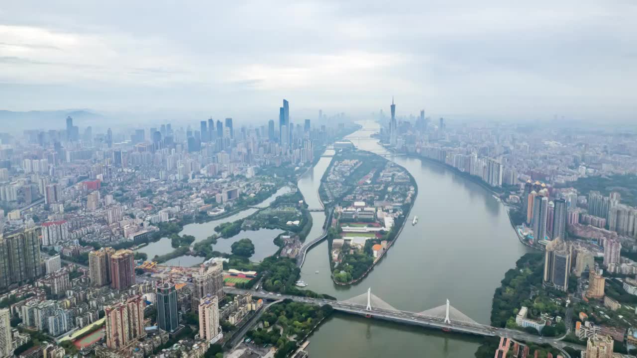 广州雨天航拍延时视频素材