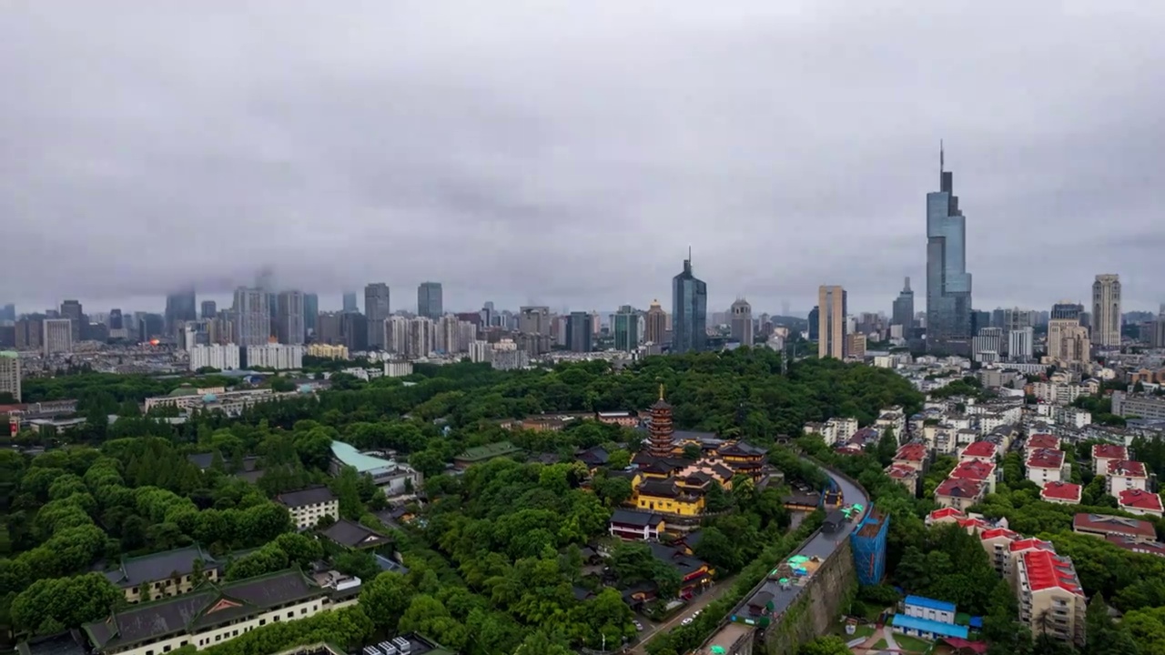 南京城市天际线延时航拍视频下载