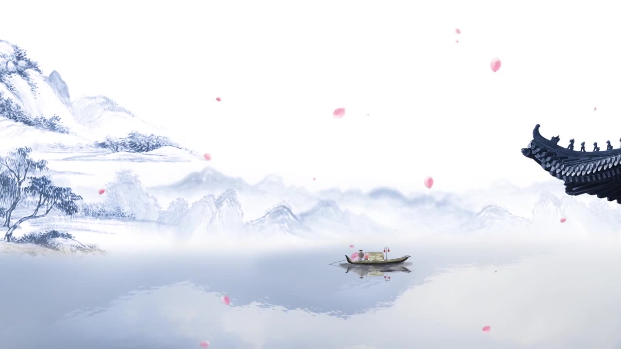 古风水墨写意中国画创意视频素材画面1