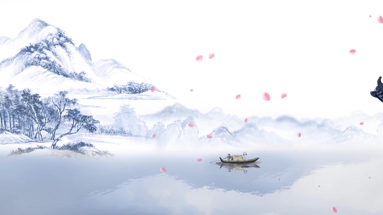 古风水墨写意中国画创意视频素材画面4