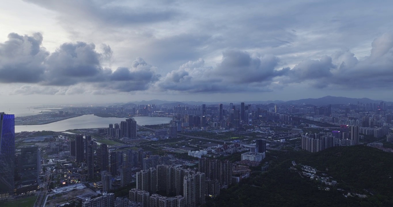 深圳前海自贸区黄昏航拍视频素材