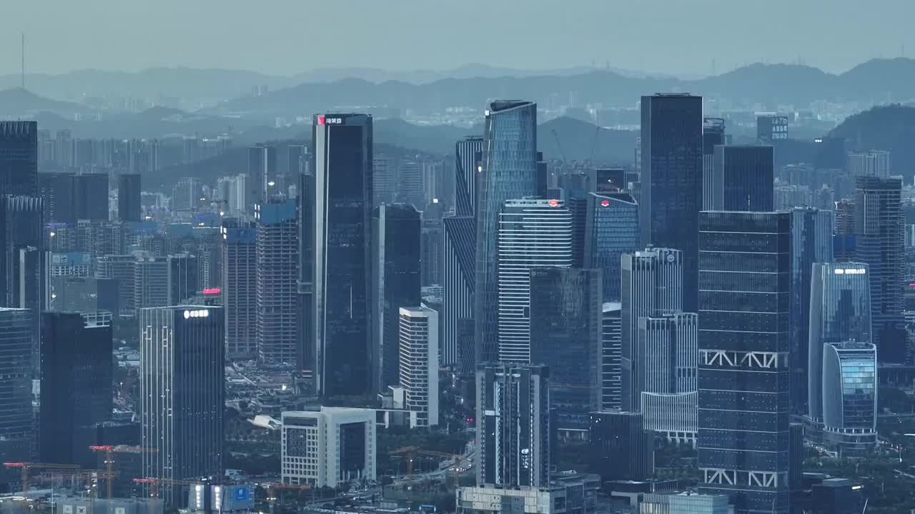 深圳前海自贸区黄昏航拍视频素材