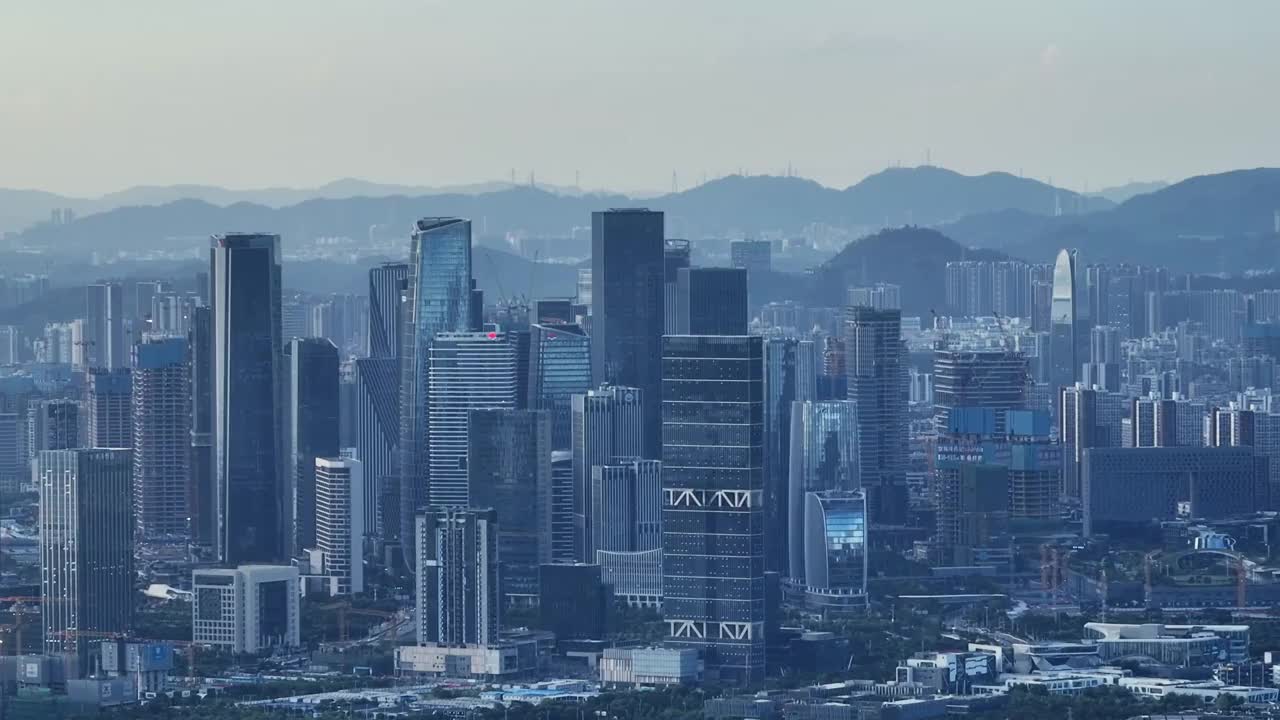 深圳前海城市天际线航拍视频素材