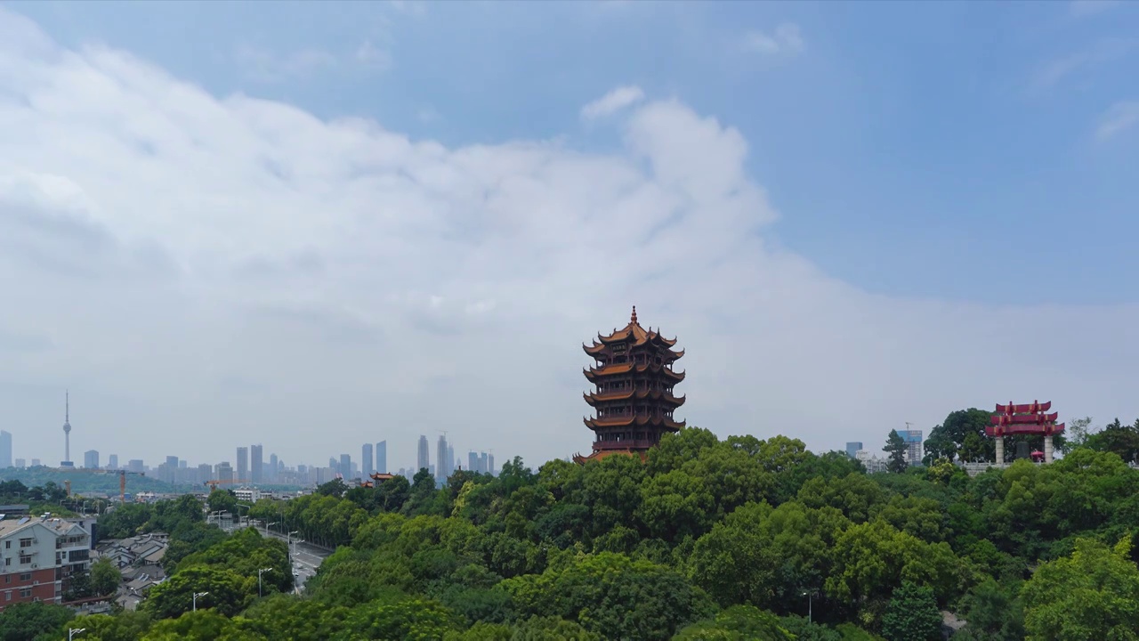 延时摄影武汉旅游地标黄鹤楼视频素材