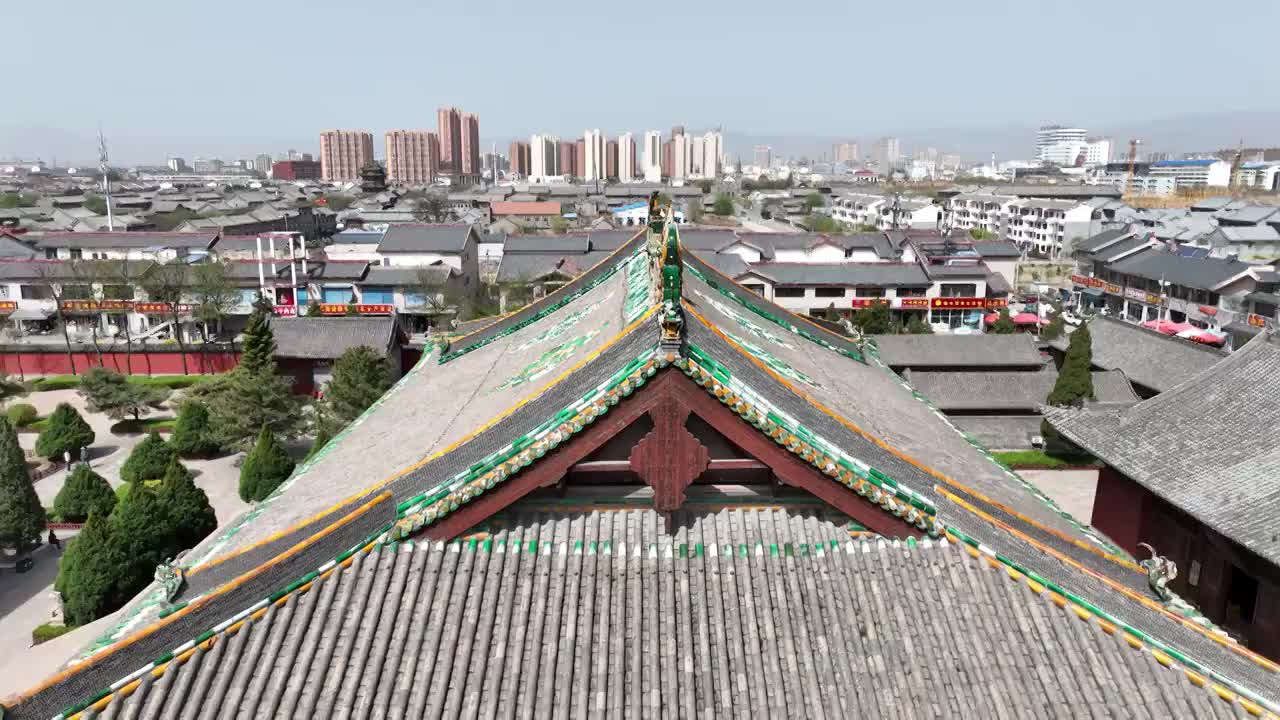 山西朔州市崇福寺弥陀殿航拍视频素材