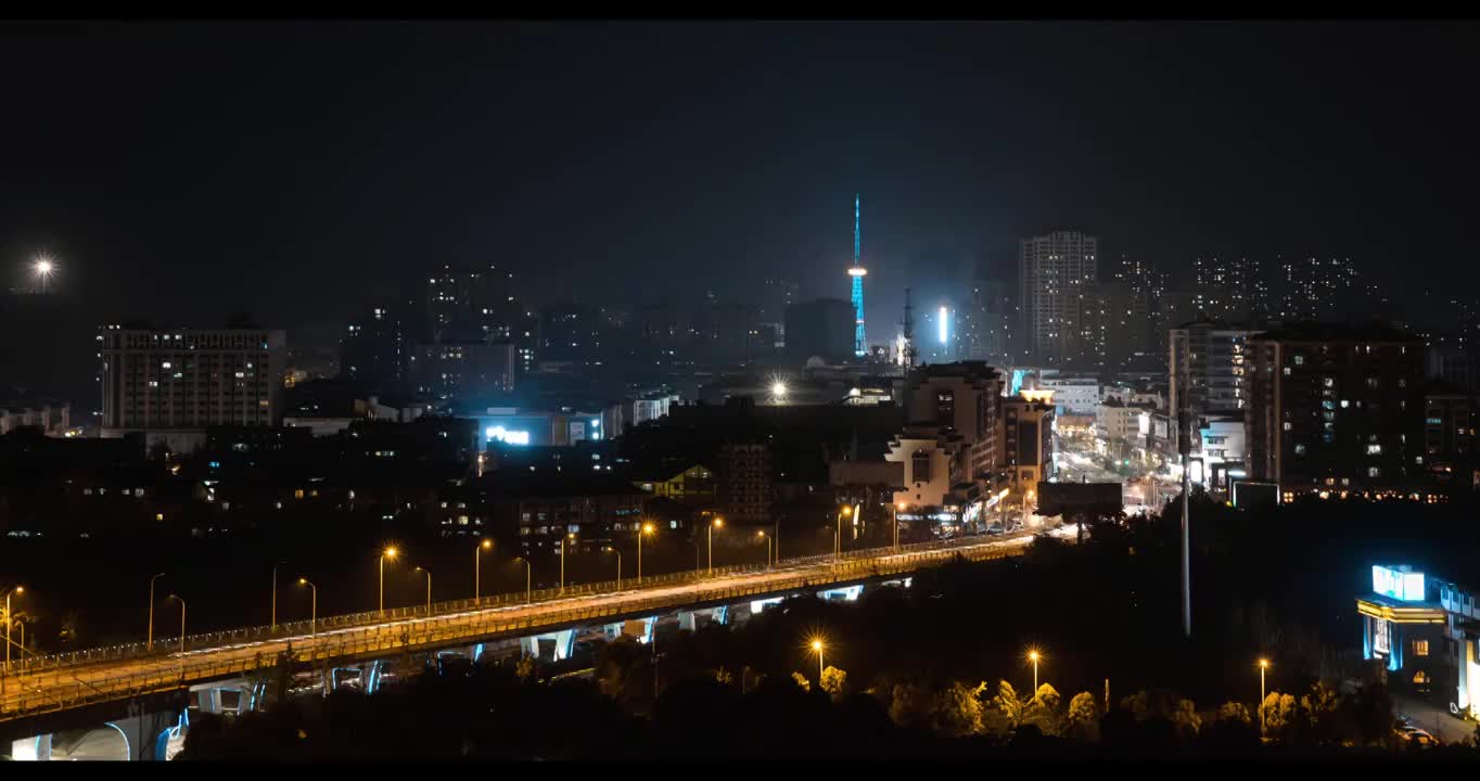 城市夜晚道路车流视频素材