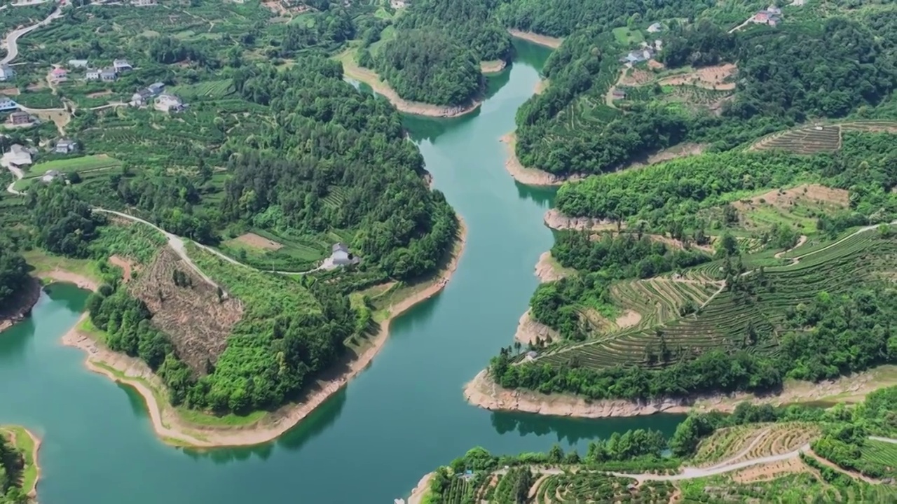 山水河流风光航拍视频素材