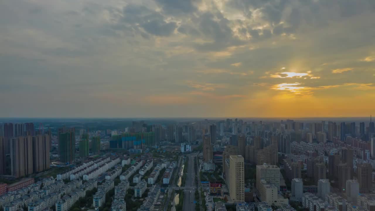 城市夕阳晚霞日落视频素材