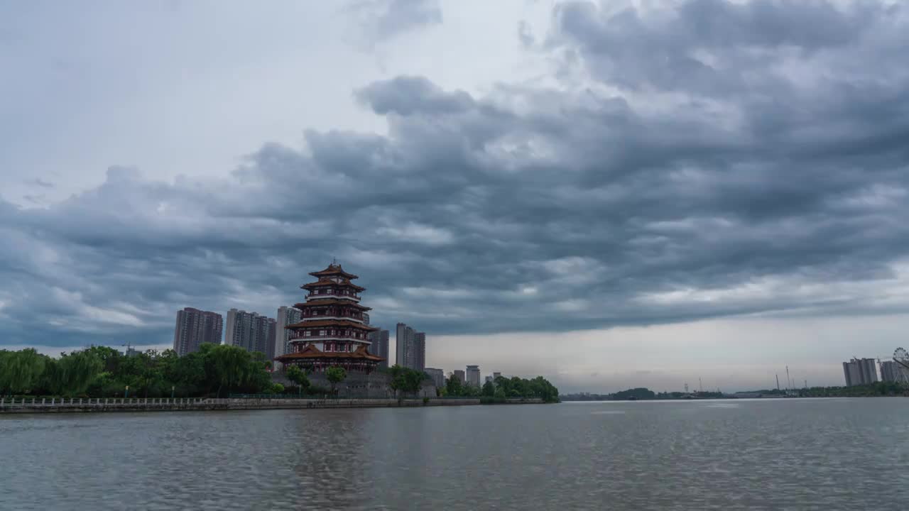 泗阳泗水阁古建筑运河视频素材