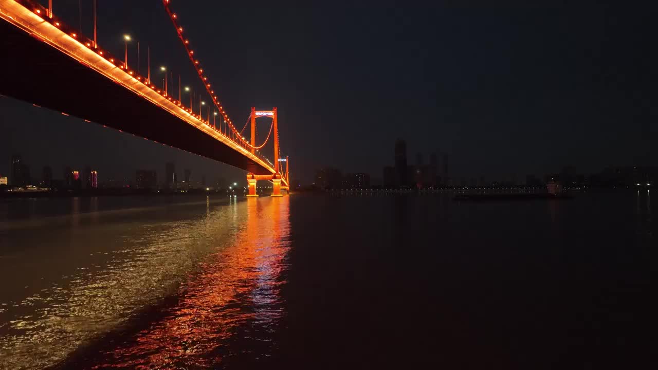 武汉鹦鹉洲长江大桥航拍日景/夜景视频下载