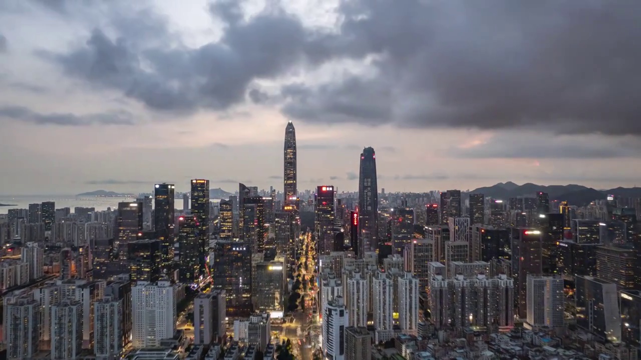 深圳福田中心区夜景延时视频素材