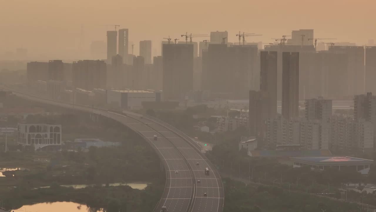 晚霞武汉城市风光视频下载