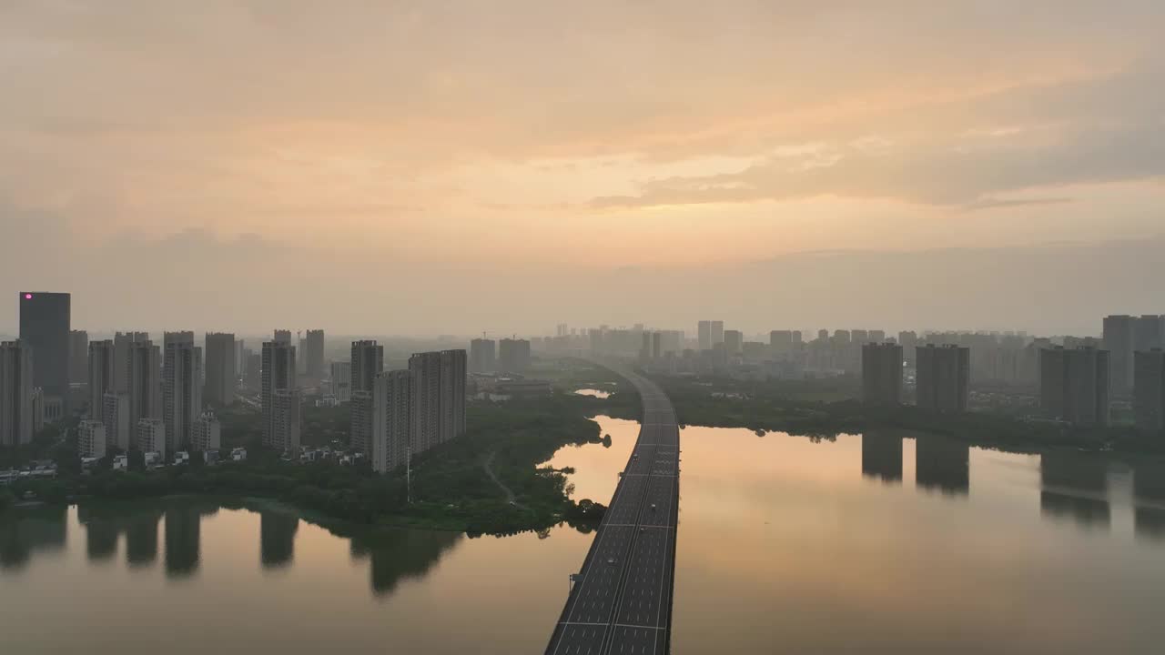 晚霞武汉城市风光视频下载